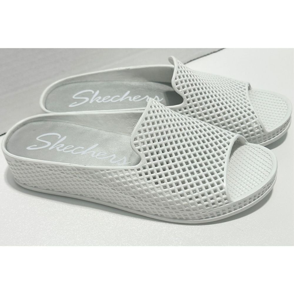 Skechers Plastic Waffle Design Open Toe Slip-On Slides‎ Wedge Sandals White Sz 7 - Picture 11 of 11